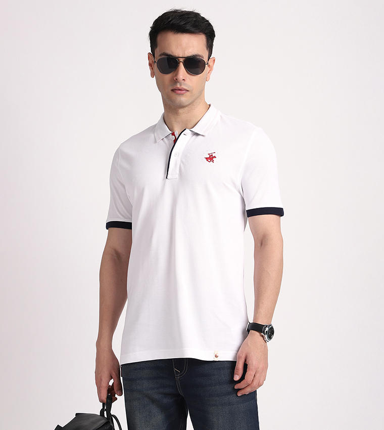 Contrast Tipping Short Sleeves Polo T-Shirt