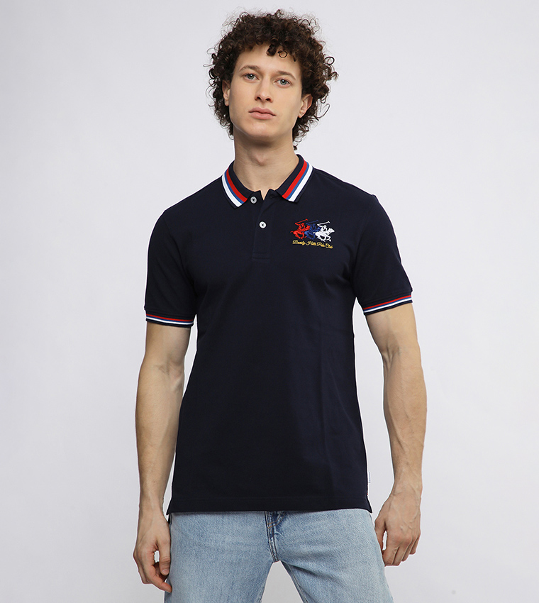 Contrast Tipping Short Sleeves Polo T-Shirt