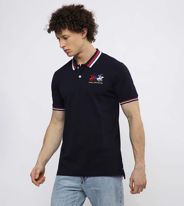 Contrast Tipping Short Sleeves Polo T-Shirt