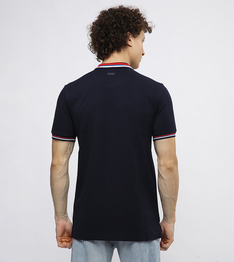 Contrast Tipping Short Sleeves Polo T-Shirt