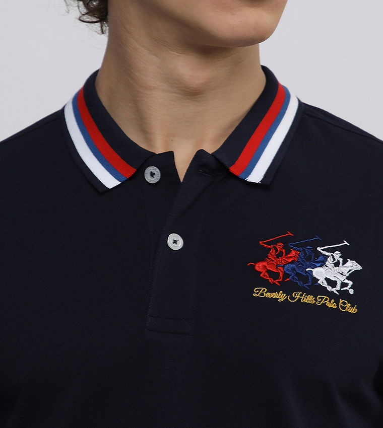 Contrast Tipping Short Sleeves Polo T-Shirt