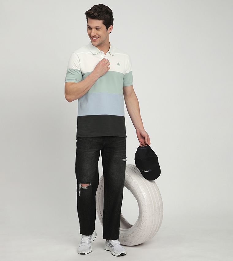 Color Block Short Sleeves Polo T-Shirt
