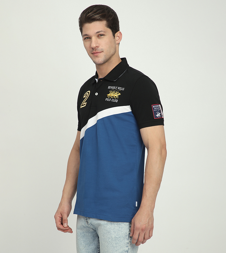 Color Block Short Sleeves Polo T-Shirt