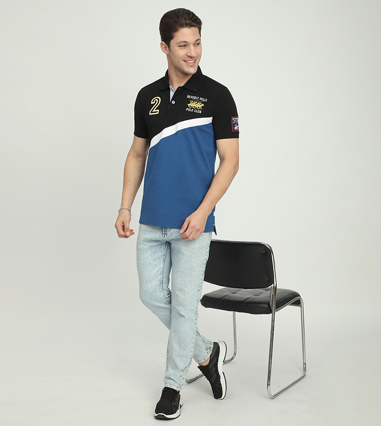 Color Block Short Sleeves Polo T-Shirt