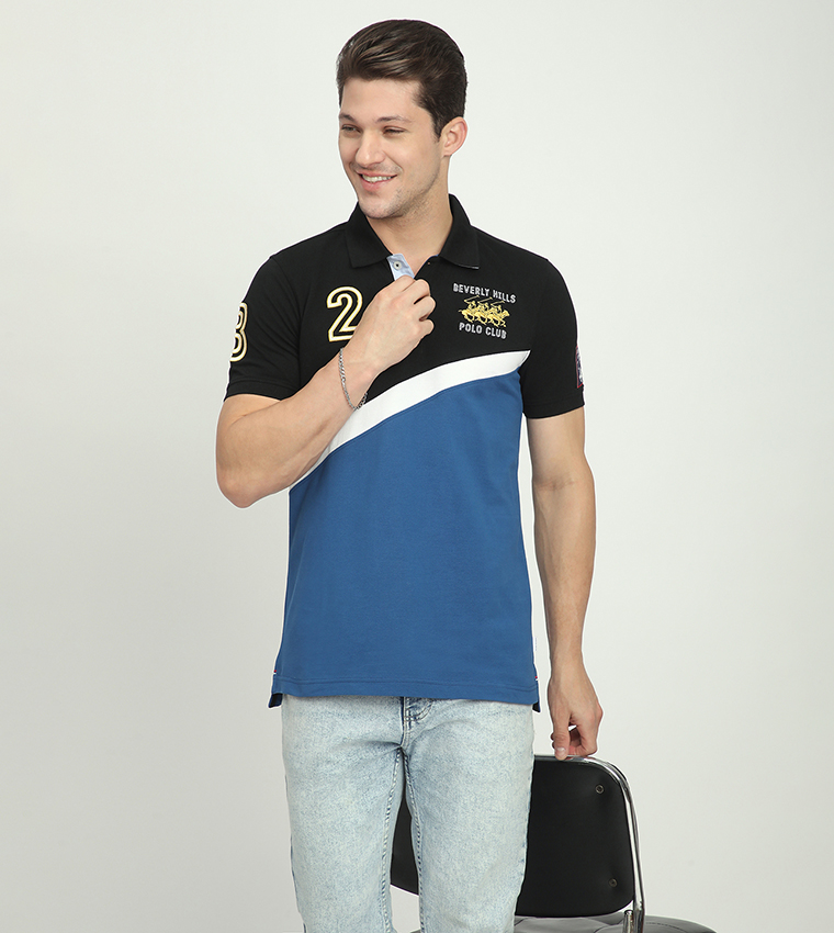 Color Block Short Sleeves Polo T-Shirt