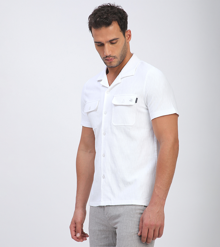 Textured Short Sleeves Casual Shirt