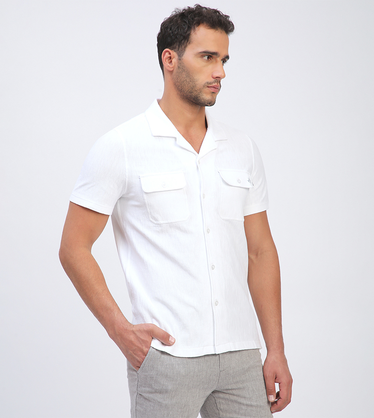 Textured Short Sleeves Casual Shirt