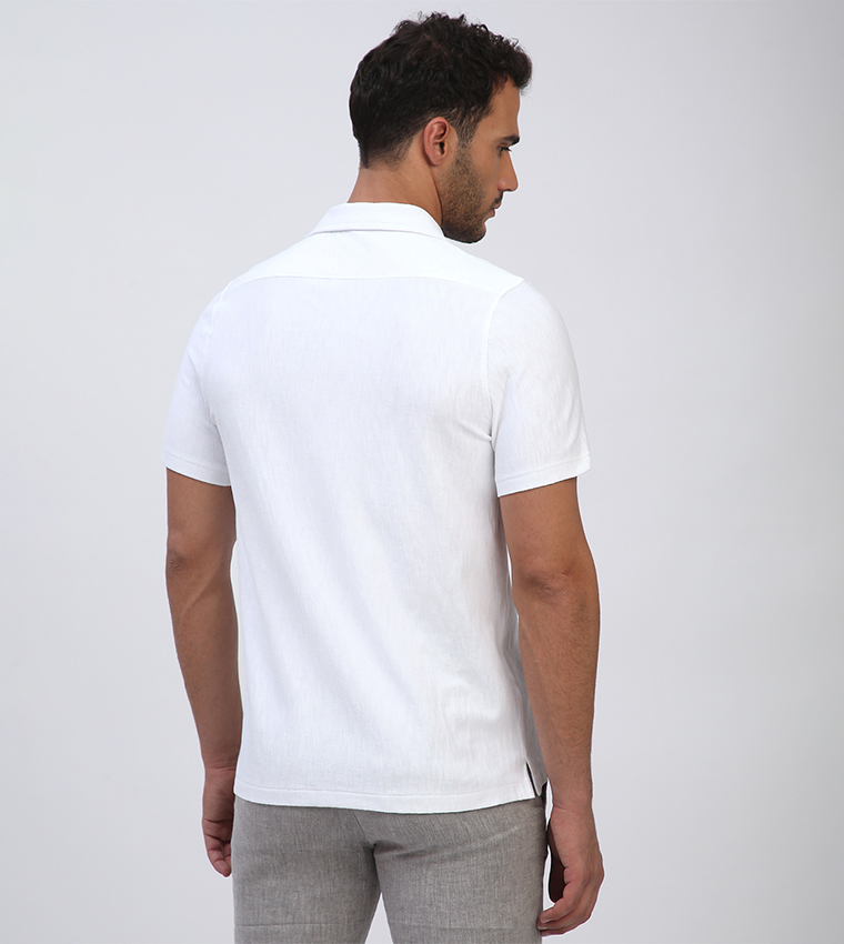 Textured Short Sleeves Casual Shirt