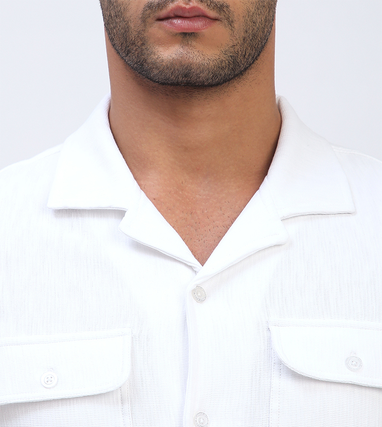 Textured Short Sleeves Casual Shirt