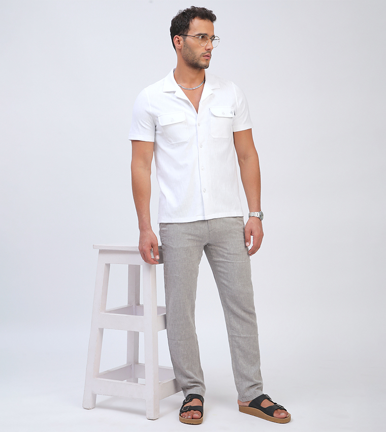 Textured Short Sleeves Casual Shirt