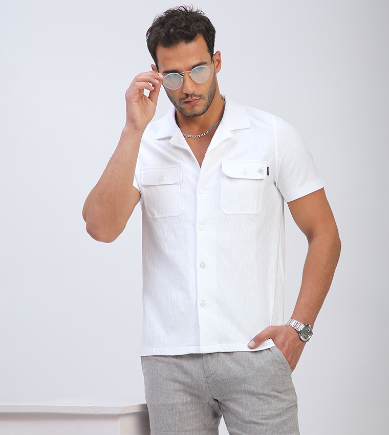 Textured Short Sleeves Casual Shirt
