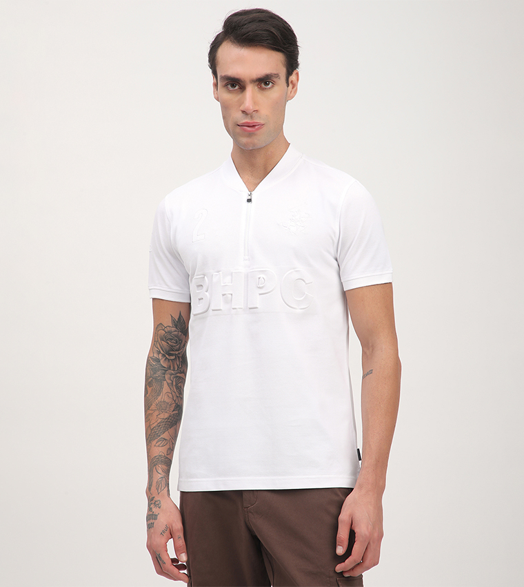 Logo Embossed V-Neck T-Shirt