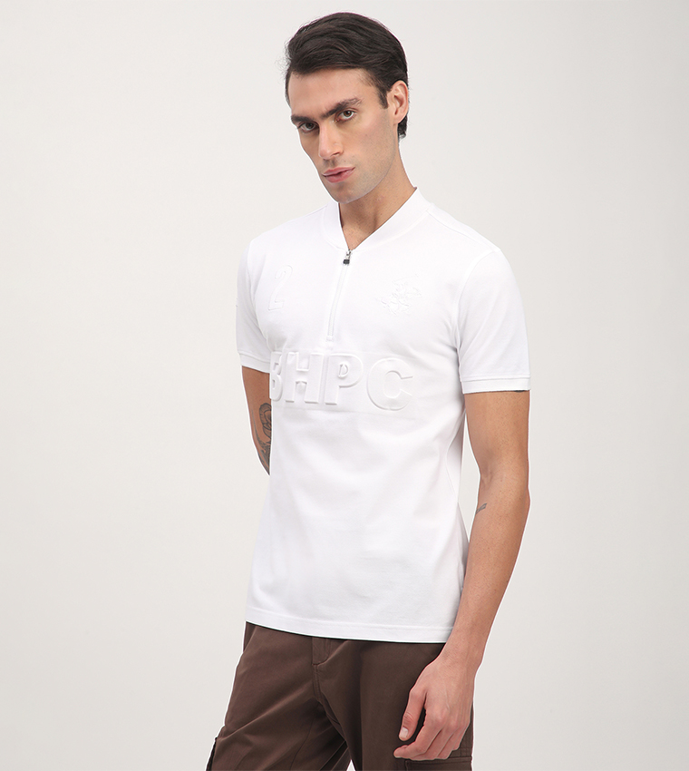 Logo Embossed V-Neck T-Shirt