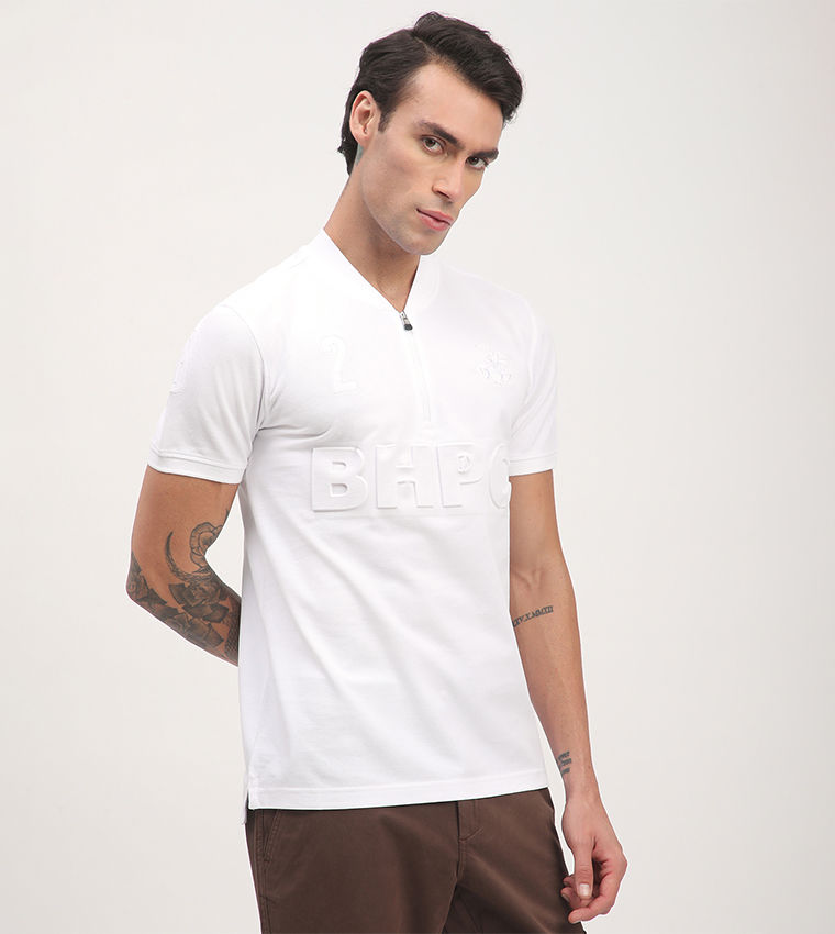 Logo Embossed V-Neck T-Shirt
