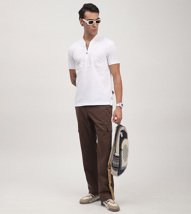 Logo Embossed V-Neck T-Shirt