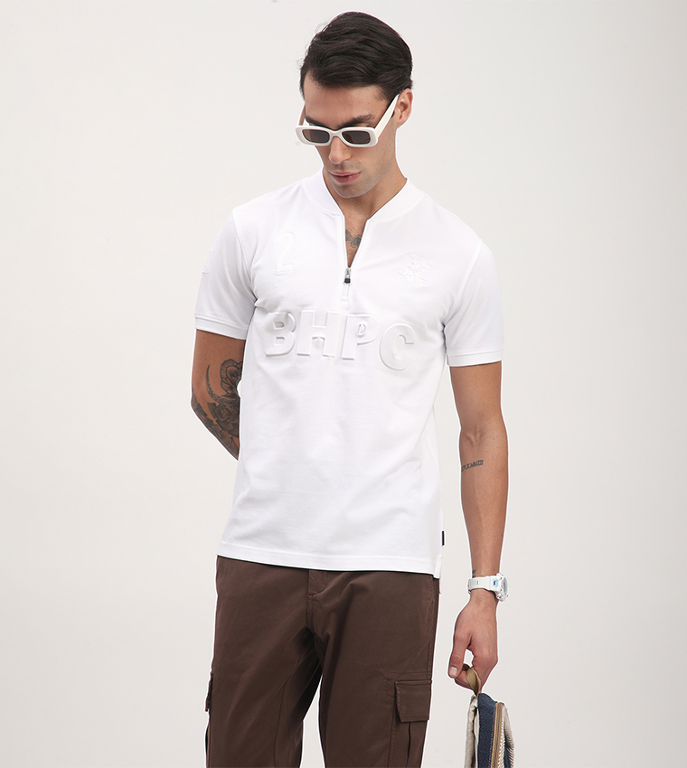 Logo Embossed V-Neck T-Shirt