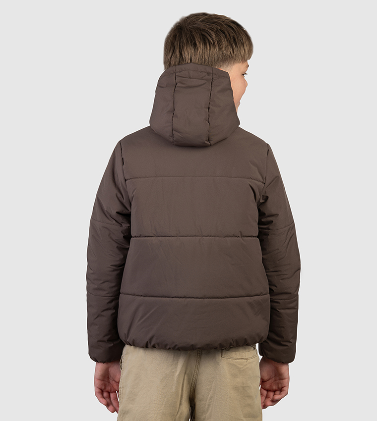 Logo Embroidered Hooded Bomber Jacket