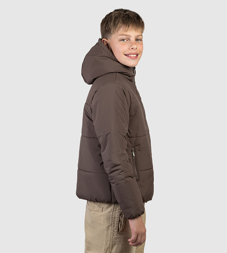 Logo Embroidered Hooded Bomber Jacket