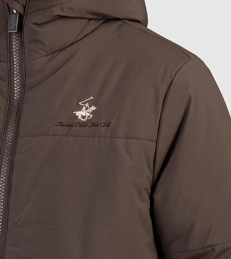 Logo Embroidered Hooded Bomber Jacket