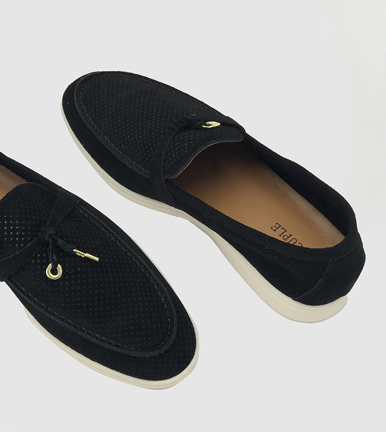 Perforated Round Toe Loafers