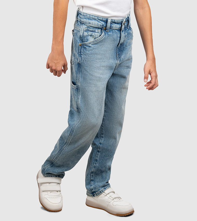 بنطلون جينز كاربينتر مغسول فضفاض 