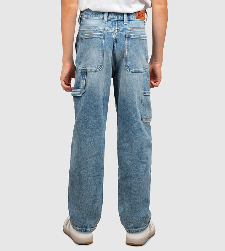 بنطلون جينز كاربينتر مغسول فضفاض 