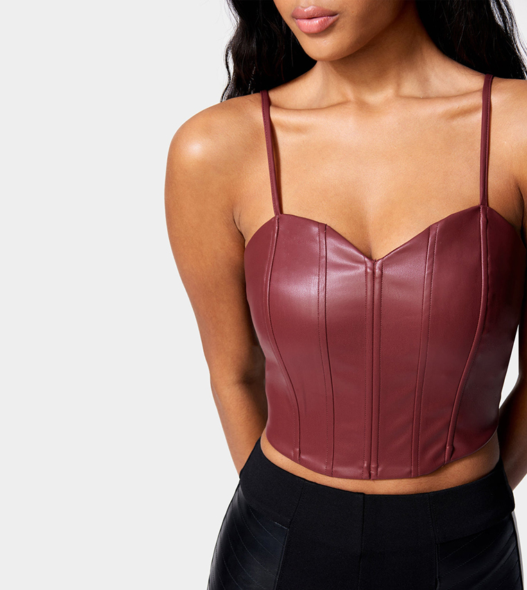 Cropped Vegan Leather Bustier