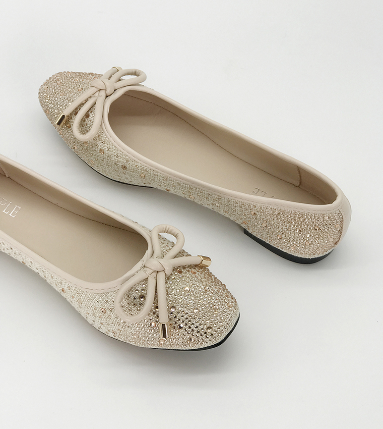 Embellished Square Toe Ballerinas