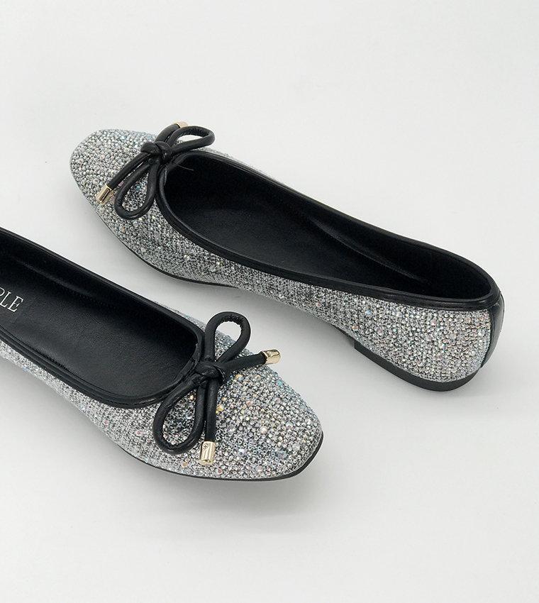 Embellished Square Toe Ballerinas
