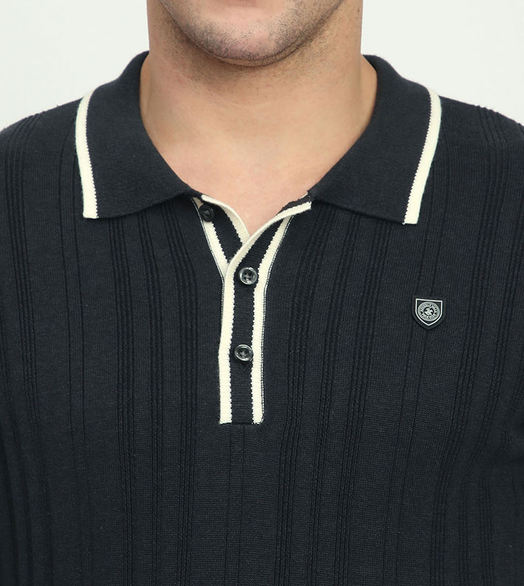 Ribbed Short Sleeves Polo T-Shirt