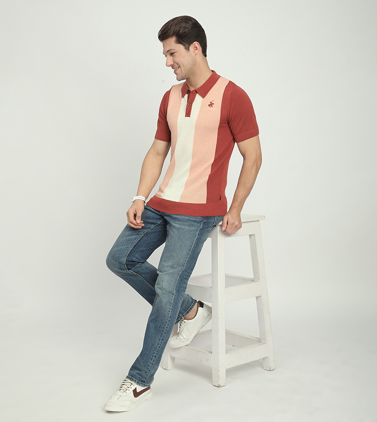 Color Block Short Sleeves Polo T-Shirt