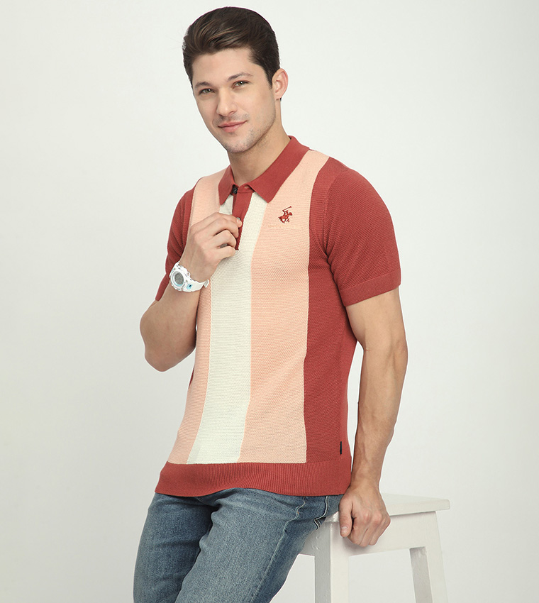 Color Block Short Sleeves Polo T-Shirt
