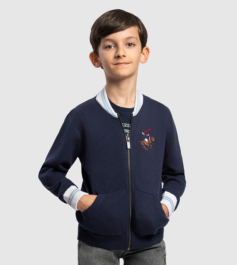 Logo Embroidered Zip-Through Cardigan