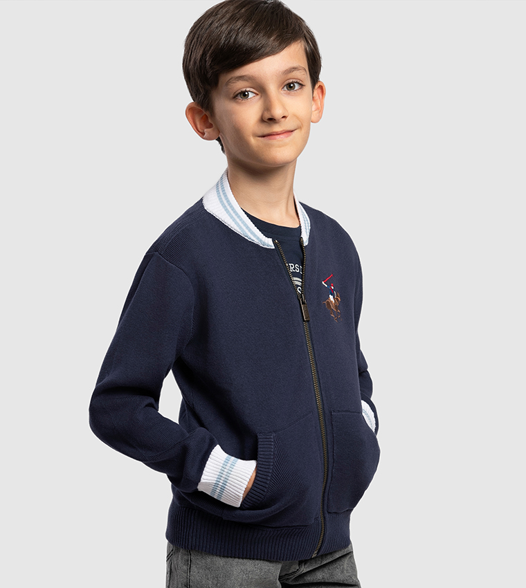 Logo Embroidered Zip-Through Cardigan
