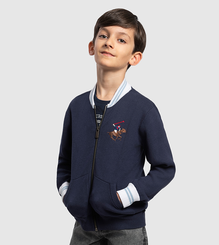 Logo Embroidered Zip-Through Cardigan