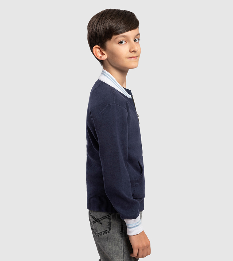 Logo Embroidered Zip-Through Cardigan