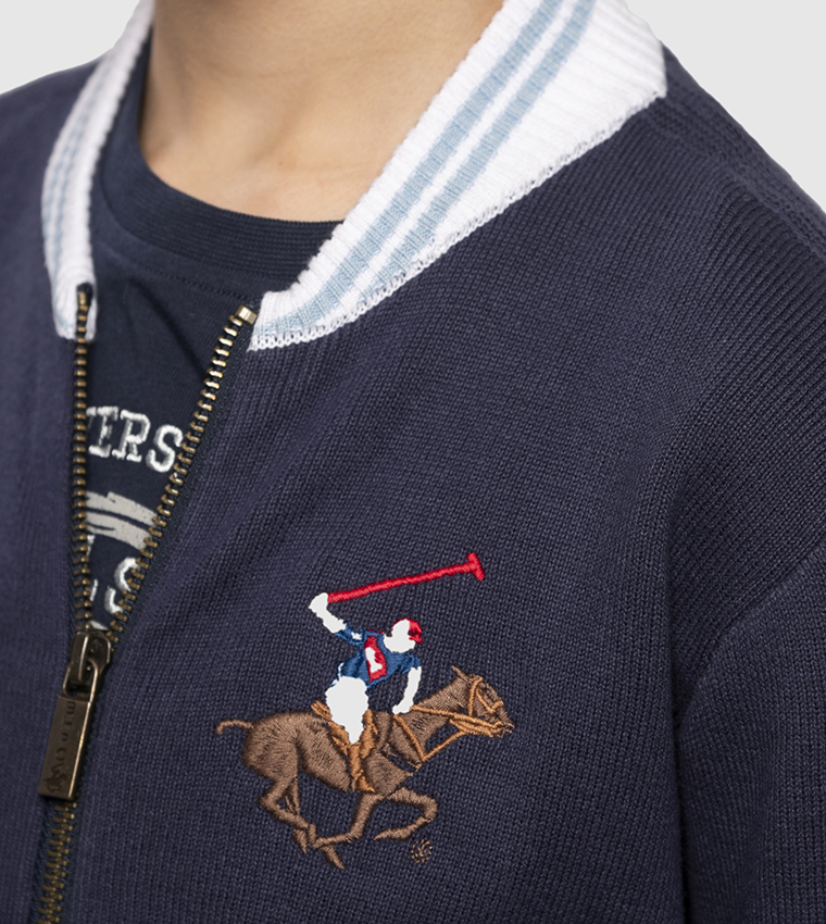 Logo Embroidered Zip-Through Cardigan