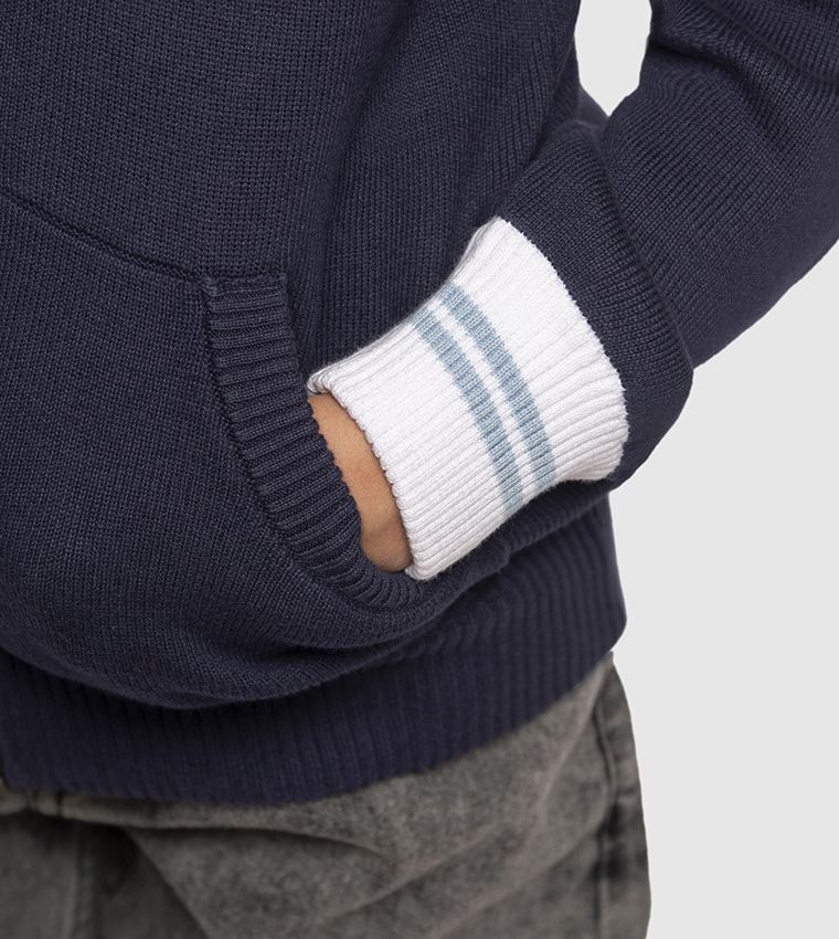 Logo Embroidered Zip-Through Cardigan