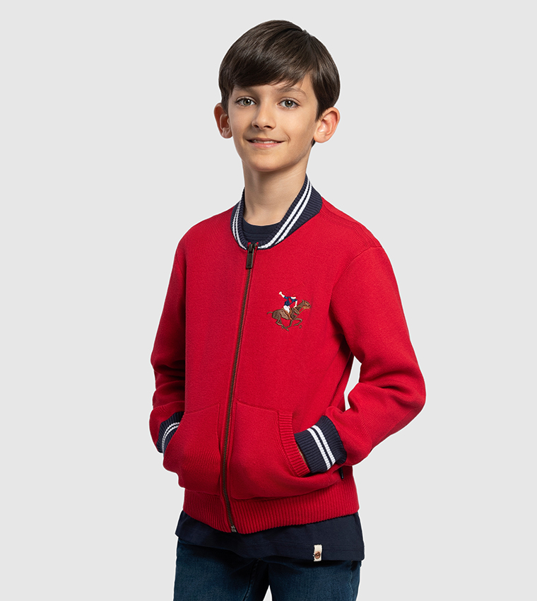 Logo Embroidered Zip-Through Cardigan