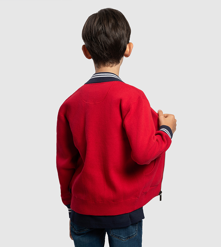 Logo Embroidered Zip-Through Cardigan