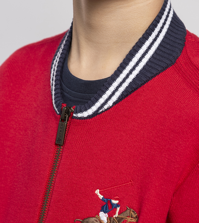 Logo Embroidered Zip-Through Cardigan