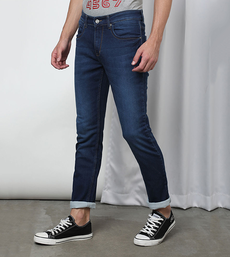 Buy HIS & HERS Mens 5 Pocket Denim Jeans In Blue | 6thStreet Kuwait