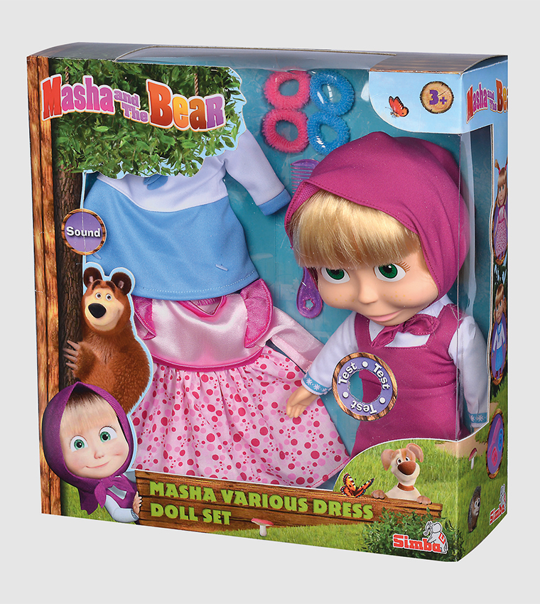 Masha Doll with 2 Extra Dresses, 30cm