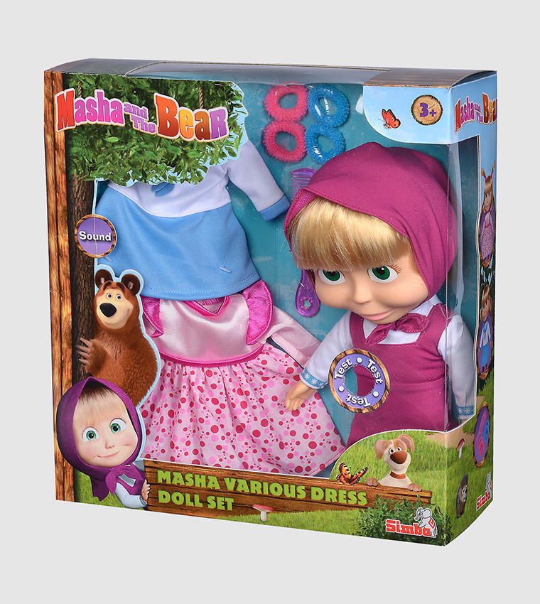 Masha Doll with 2 Extra Dresses, 30cm