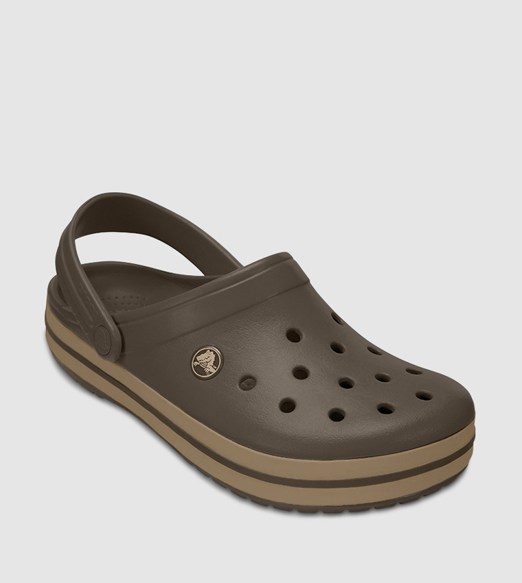 Crocband Round Toe Sling Back Strap Clog - Brown