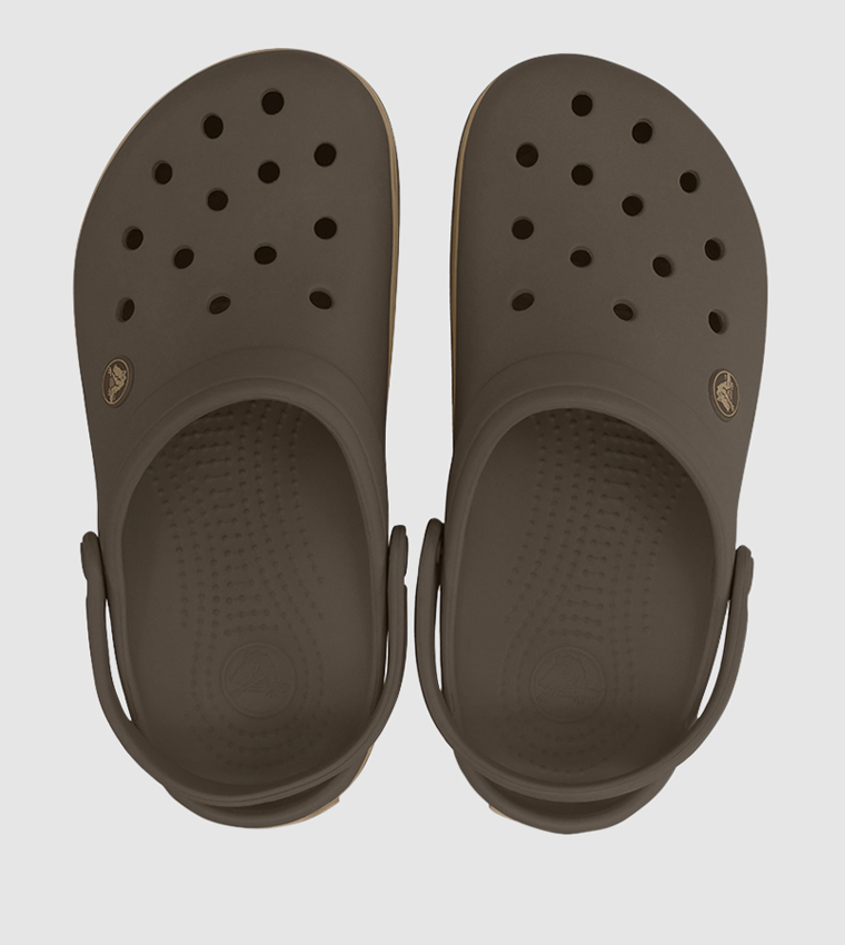 Crocband Round Toe Sling Back Strap Clog - Brown