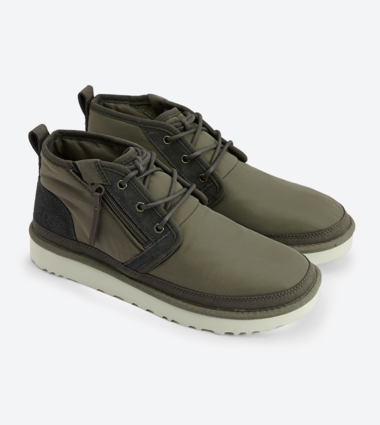 Neumel Zip Details Lace Up Closure Sneakers - Green