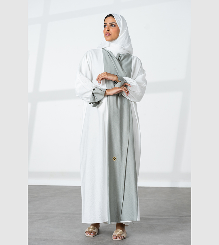 Color Block Wrap Abaya