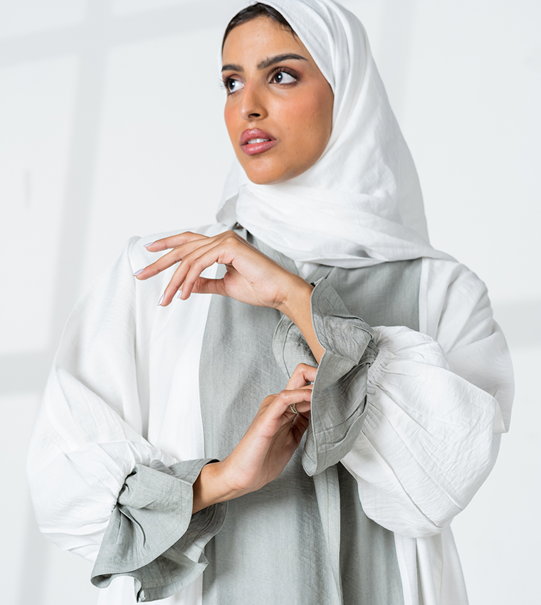 Color Block Wrap Abaya