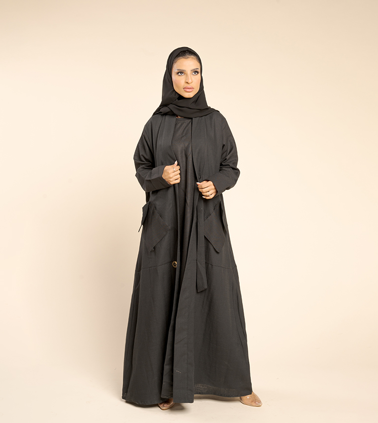 عباية لينن مع فستان